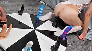 petite stepsister scores big with her orgasm on dildo wheel. just another wild night!