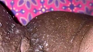 ebony amateur gets creampied by big black cock in homemade scene