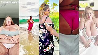 Bbw milf Veronica Jasmine titty fucks Shaundam with her huge saggy tits