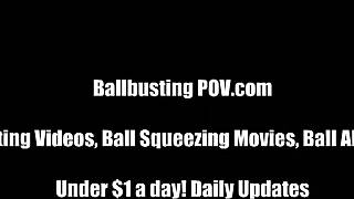 Bust your own balls for princess anna in femdom humiliation