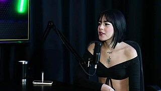 safada moans loud as toy rubs her pussy over panties and shares mc lan fuck story