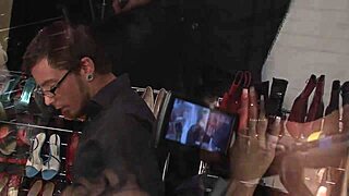 brunette latina in heels performs solo with big boobs