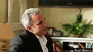 Petite stepdaughter gets jizz on pussy in fantasy