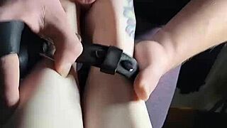 Skinny Tattooed Babe Gets Her Feet Fucked In Bondage!