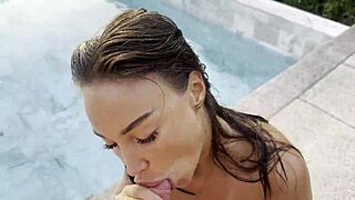 Ugh, I’m so bad at this... Monika Fox rimming by pool at sunset, oops!