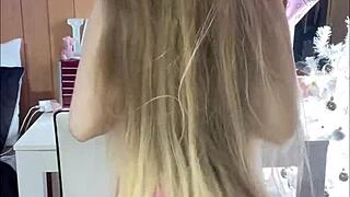 410 tiny 18+ amateur loves gagging on her dildo before masturbating and cumming on it the panty bank - used panties