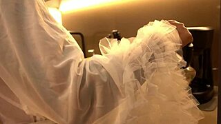 Latina busty brunette shocked by burglar, ends up screwing hard in bedroom