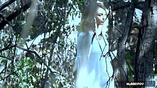 Scarlet and Eden lick tight pussies outdoors in lingerie.