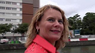 Mature Chubby Blonde Cougar In Rough Threesome Action