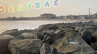 Couple Engages In Voyeur Activities At Public Bar And Beach