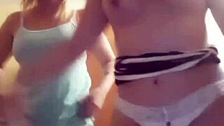 spanish lesbians kissing and licking tits on webcam, european babes going live