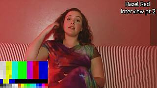 Hazel red subtly hints at big black cock in interracial interview.