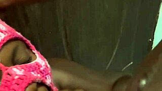 Fat curvy woman bent against bathroom wall screaming during homemade flashing