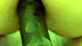 Boldly using huge dildo for anal