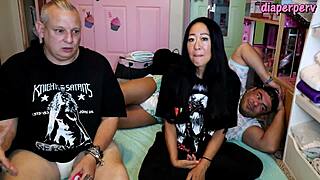 behind the scenes, she's answering questions about her sexy diaper fetish. it's getting kinky backstage.