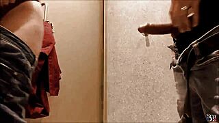 French amateur in satin lingerie gets standing fuck with spanking and dirty talk in big ass POV toilets