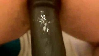 Boldly using huge dildo for anal
