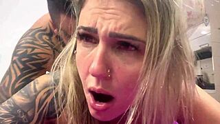 Homemade Fuck in Bedroom: Wet Pussy Thrusts on Big Cock, Moaning and Cumming Hard with Red Eyes.