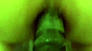 Boldly using huge dildo for anal