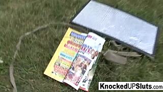 Knocked up slut handles a hard cock outdoors, craving every thrust. Her body begs for more!