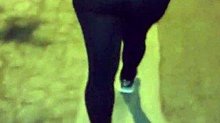 i can't stop staring at this mature babe's big ass in see-through leggings!