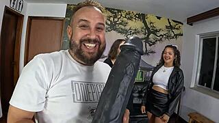 Lawrens Leite and Janis Joplin Take on Tikinho, the Monster Dildo, in Juicy Latina Anal Challenge.