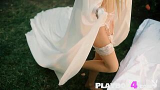 petite blonde babe eva elfie shows off her stunning body in a sexy costume.