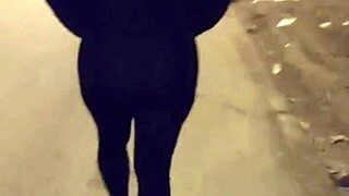 i can't stop staring at this mature babe's big ass in see-through leggings!