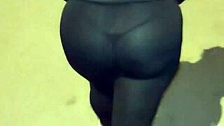 i can't stop staring at this mature babe's big ass in see-through leggings!