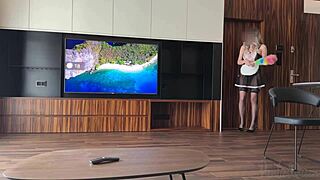 sexy housemaid gets rough fuck in hairy cunt while bouncing boobs