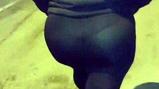 i can't stop staring at this mature babe's big ass in see-through leggings!