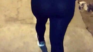 Mature Street Whore With Transparent Leggings Showing Her Thong!