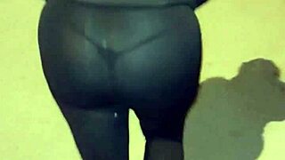 Mature Street Whore With Transparent Leggings Showing Her Thong!