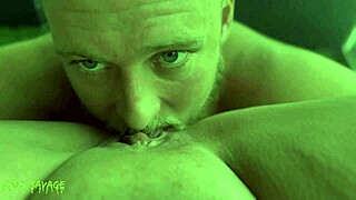 Female pov of blue-eyed white guy experiencing orgasm