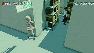 Astolfo's small tits bounce as he cums from monster cock oral in crossdressing