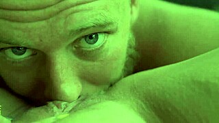 Female pov of blue-eyed white guy experiencing orgasm