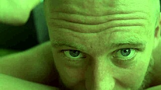 Female pov of blue-eyed white guy experiencing orgasm