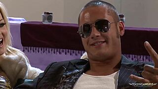 Busty blonde gets pussy eaten after wild night, cums