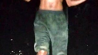 Mature woman interviewed at gym in USA park