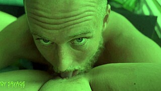 Female pov of blue-eyed white guy experiencing orgasm