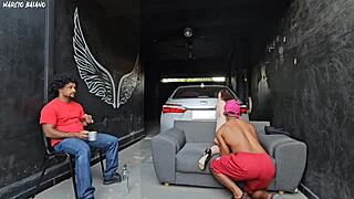 My friend's girlfriend dances close and fucks me in front of the cuckold!