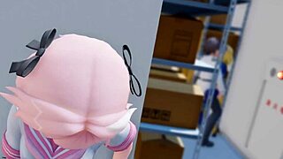 Astolfo's small tits bounce as he cums from monster cock oral in crossdressing