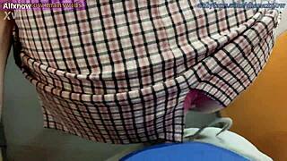 Public Elevator Encounter with Brunette in Braces and Glasses