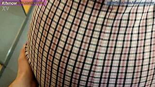 Public Elevator Encounter with Brunette in Braces and Glasses