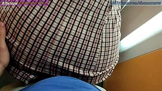 Public Elevator Encounter with Brunette in Braces and Glasses