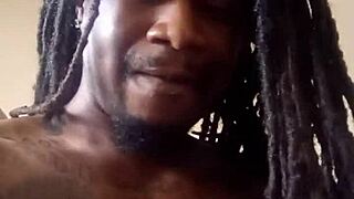 Jacking dick after vibing to drill music with big black cock tattooed and muscular domination?