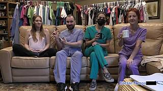 I, Nova Maverick, play around with the ultrasound as a hairless blonde nurse in latex