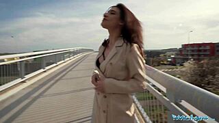 Public Agent - Sexy Brunette Flashes Tits And Ass Before Sucking And Riding