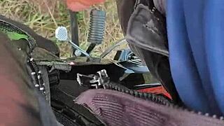 dick flash while masturbating outdoors with ladies watching from afar