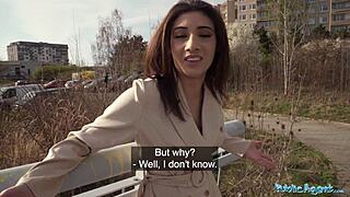 Public Agent - Sexy Brunette Flashes Tits And Ass Before Sucking And Riding